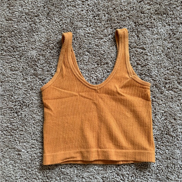 Orange Ribbed Crop Top - Picture 3 of 5